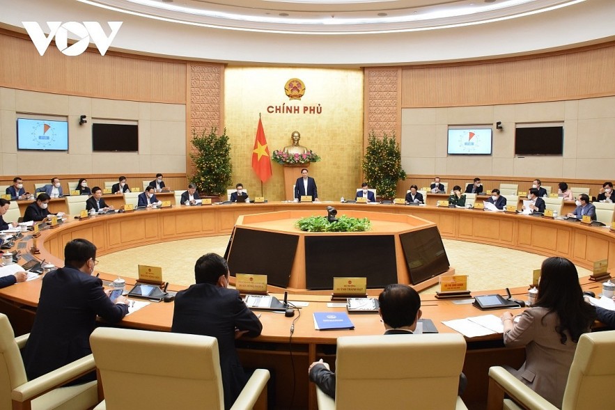 Prime Minister Pham Minh Chinh chairs January's cabinet meeting. Photo: VOV