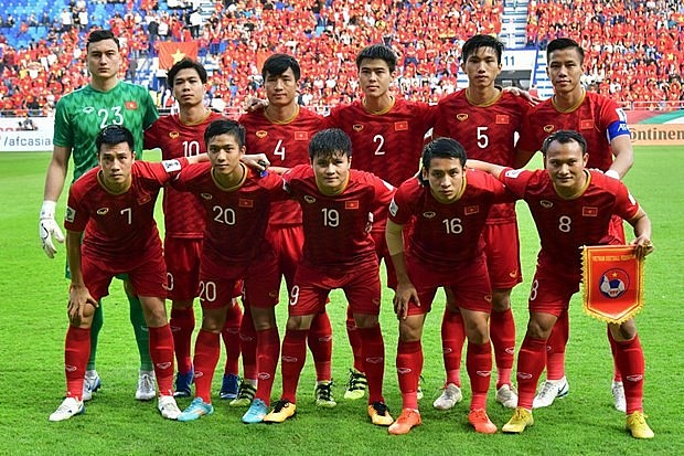 The national men’s football team of Vietnam is expected to move up two spots in the FIFA rankings. Photo: VNP