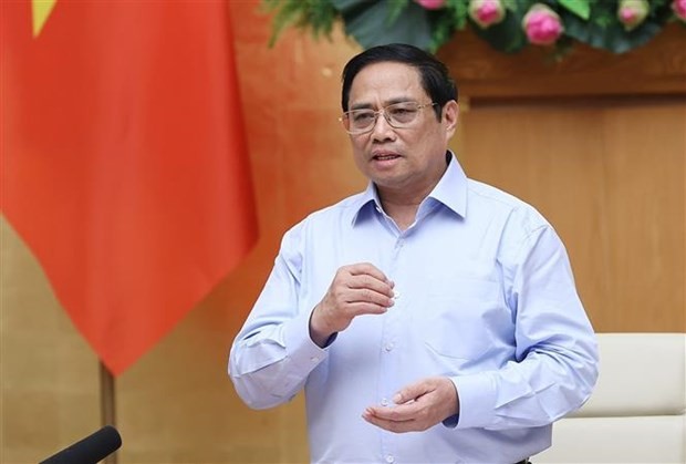 PM Pham Minh Chinh addressing the meeting. Photo: VNA