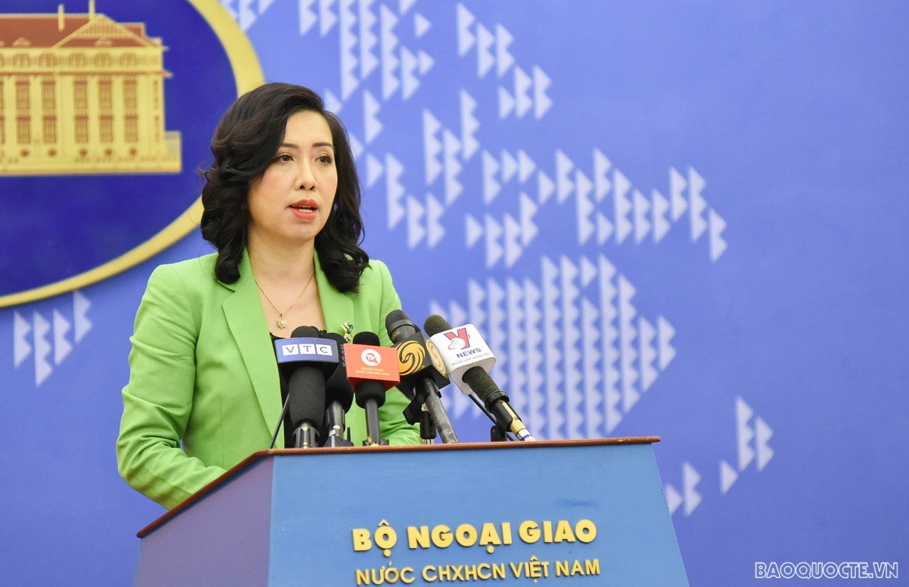 Spokesperson of the Ministry of Foreign Affairs Le Thi Thu Hang at the press conference on July 7. (Photo: Nguyen Hong)