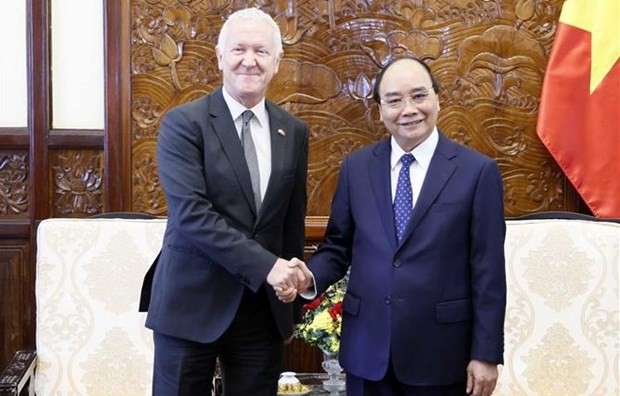 President Nguyen Xuan Phuc receives Swiss Ambassador Ivo Sieber in Hanoi on July 12 (Photo: VNA)