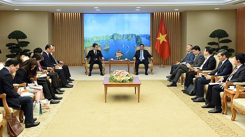 Prime Minister Pham Minh Chinh received Chairman of the Board of Directors of the Japan Bank for International Cooperation (JBIC) Maeda Tadashi in Hanoi on July 22,
