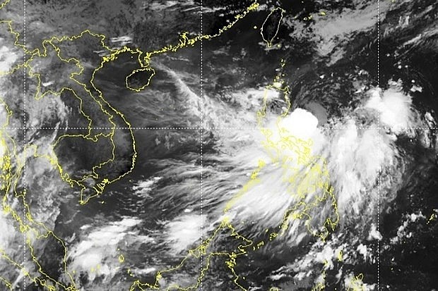 A satellite image of the tropical depression in the east of the Philippines’ Luzon Island. (Source: National Centre for Hydro-Meteorological Forecasting)