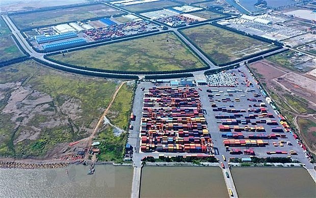 An aerial view of Nam Hai - Dinh Vu Port in Hai Phong city. Photo: VNA