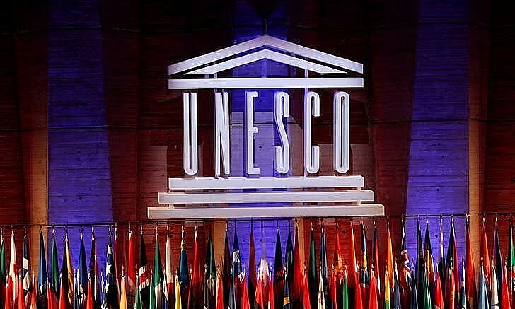 The UNESCO logo is seen during the opening of the 39th session of the General Conference of the United Nations Educational, Scientific and Cultural Organization (UNESCO) at their headquarters in Paris, France, October 30, 2017. Photo by Reuters