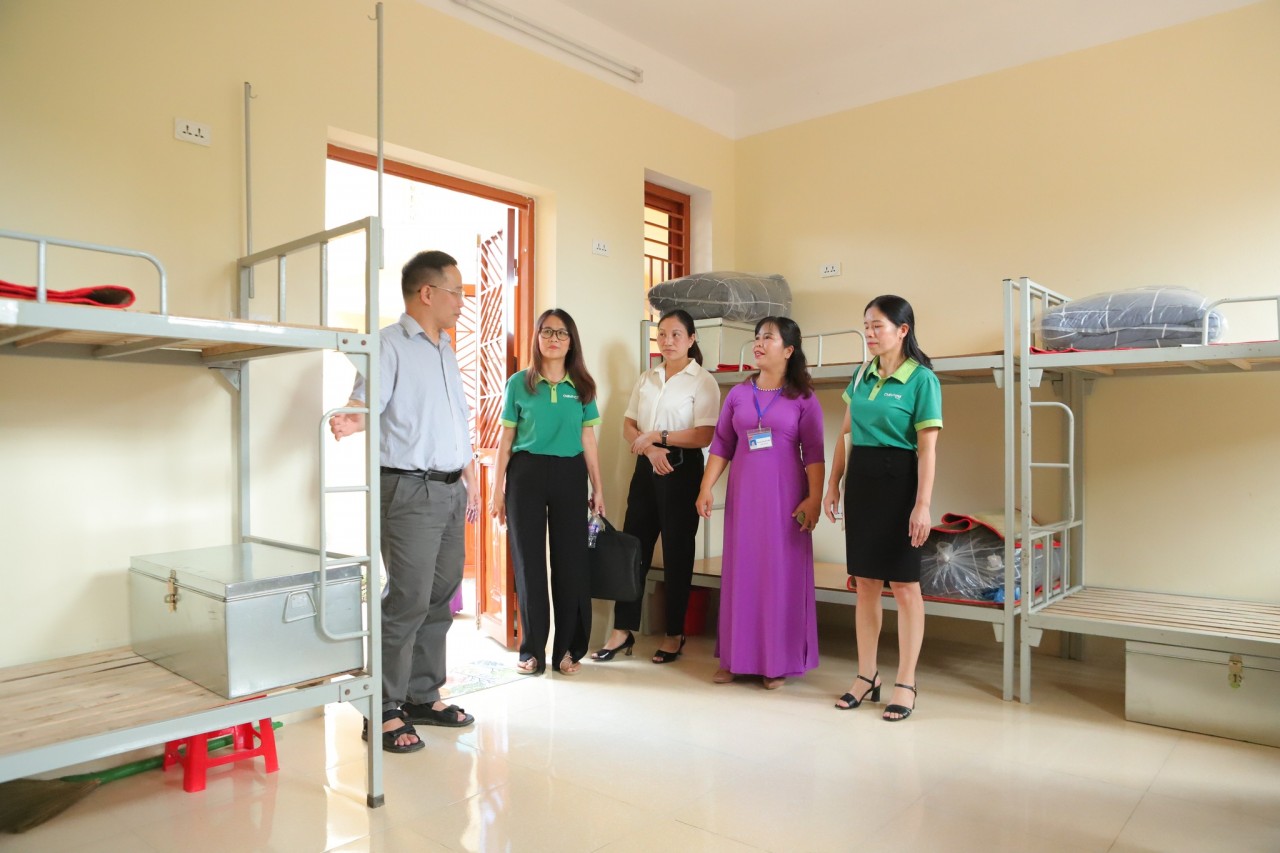 students now have a place to sleep with new stalls and new classrooms, toilets, especially, an playground for social and outside activites.