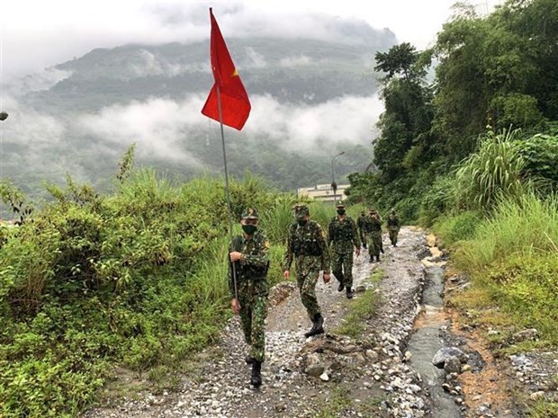 Vietnamese border guards in the joint patrol on September 16. Photo: VNA