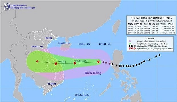 Typhoon Noru is expected to make landfall in central Vietnam on September 27. Photo: VNA