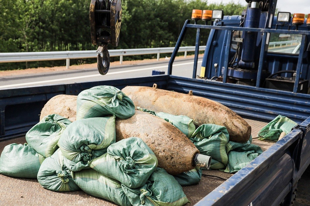 The two bombs were relocated to a safer area for handling.