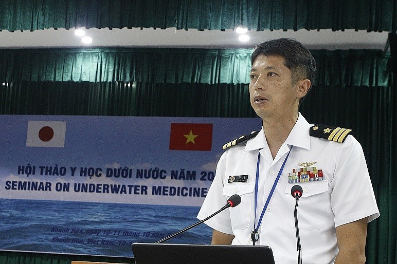 Head of the Japanese delegation spoke at the seminar (Photo: Vietnam Navy Newspaper).