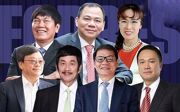 Seven Vietnamese billionaires in Forbes’ 2022 list of the planet’s richest people. (Photo: cafebiz)