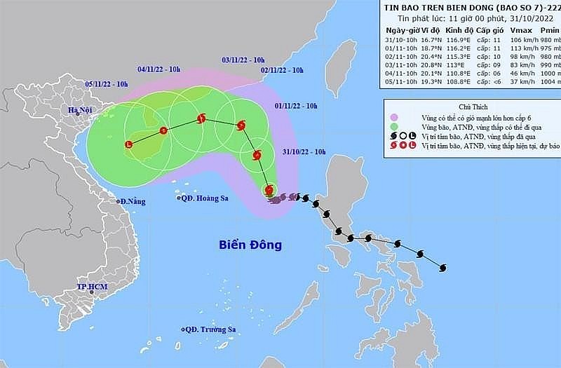 The location and direction of storm No. 7. Source: nchmf.gov.vn