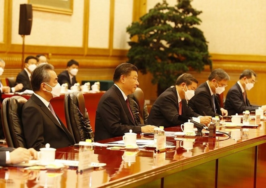 General Secretary and President Xi Jinping (second from left) during the talks