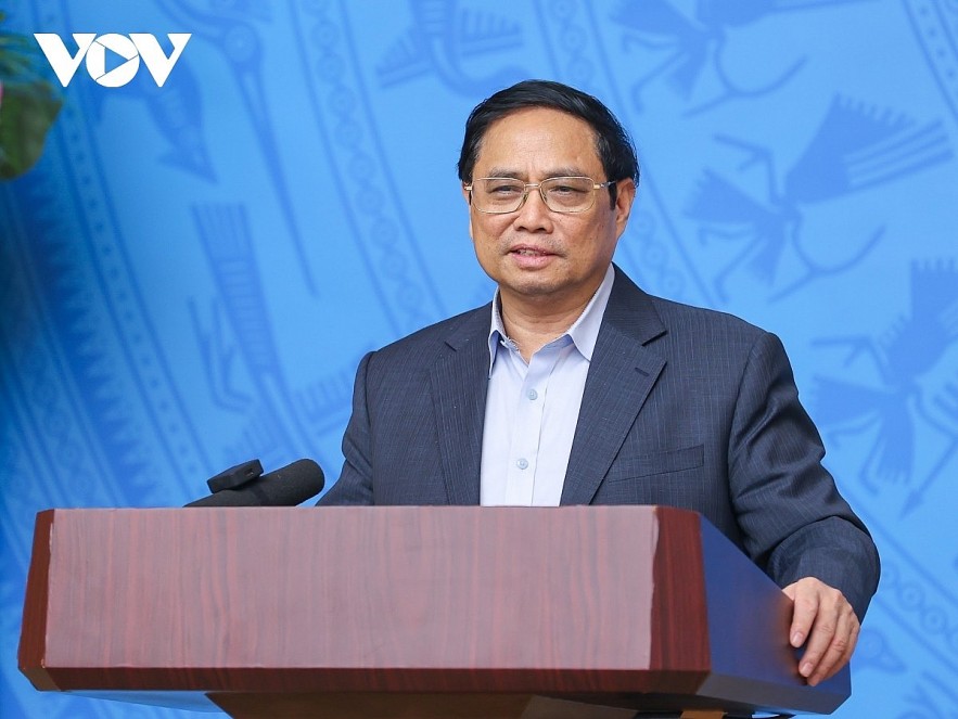 PM Pham Minh Chinh speaks at the meeting. Photo: VOV