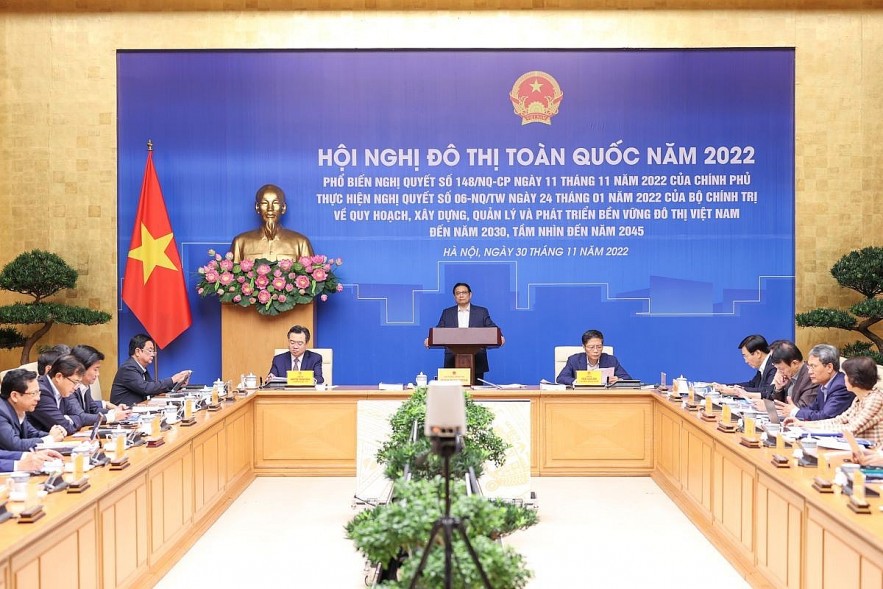 Prime Minister Pham Minh Chinh on November 30 presided over a national urban conference in Hanoi aiming to make a breakthrough in urban development in the coming years. Photo: VGP