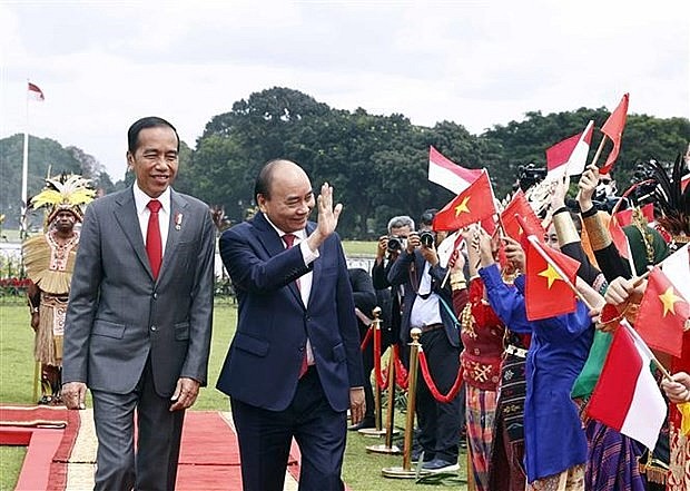 President Nguyen Xuan Phuc is welcomed at the ceremony in Bogor city on December 22. Photo: VNA