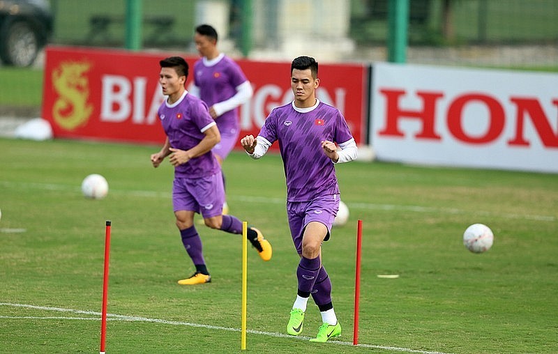 Vietnamese players during a training session on January 1. Photo: Vietnam Football Federation