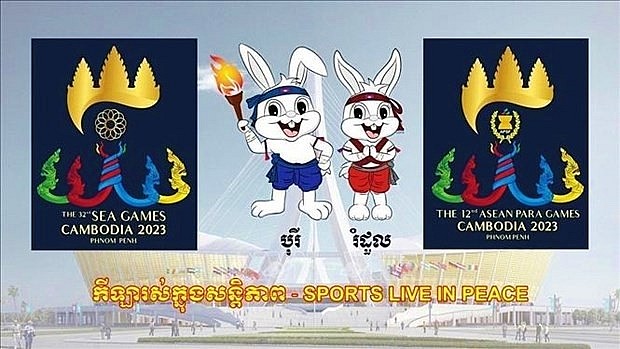 The logos and mascots of the SEA Games and ASEAN Para Games in Cambodia in 2023. Source: VNA