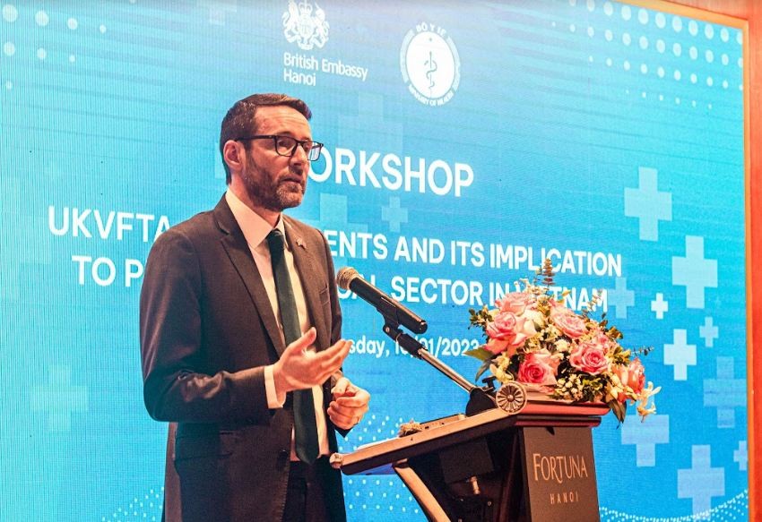 British Ambassador to Vietnam Iain Frew delivers keynote speeches at the event. Source: British Embassy in Hanoi