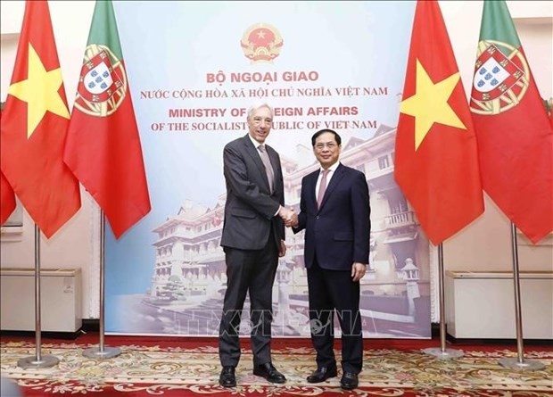 Foreign Minister Bui Thanh Son (R) and his Portuguese counterpart Joao Gomes Cravinho. Photo: VNA