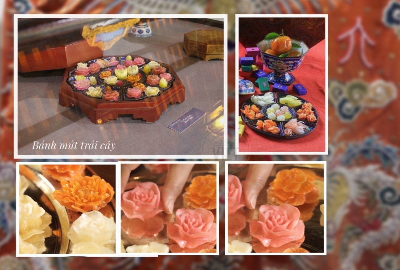 Flower-shaped cakes are made from fruits such as Buddha's Hand citron, jellies, tangerines and glutinous rice flour. Source: Hoang Viet
