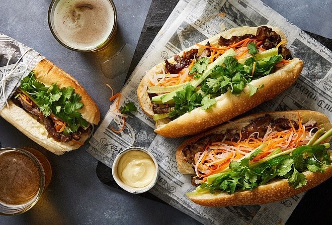 Banh mi with roasted pork belly. (Photo: Delish)