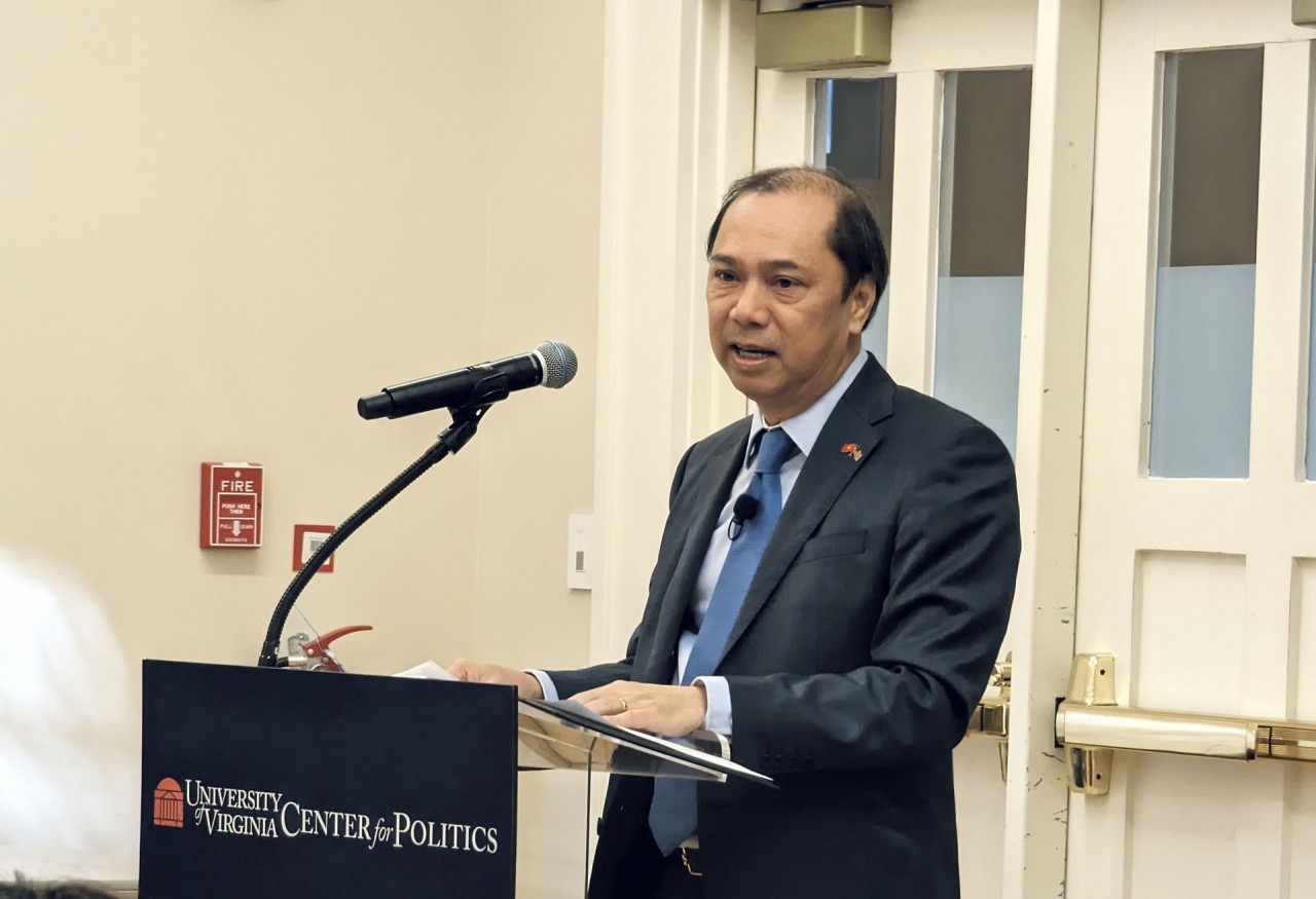 Ambassador Nguyen Quoc Dung spent a lot of time talking about the progress of Vietnam-US relations after 28 years of normalisation.