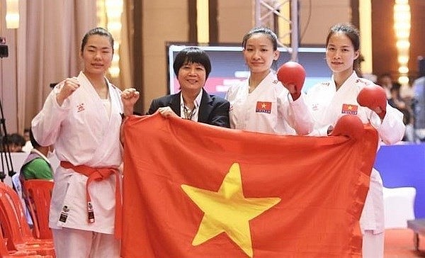 The Vietnamese Karate team concluded their competitions at SEA Games 32 with six gold medals, doubling the target (Photo: VNA)