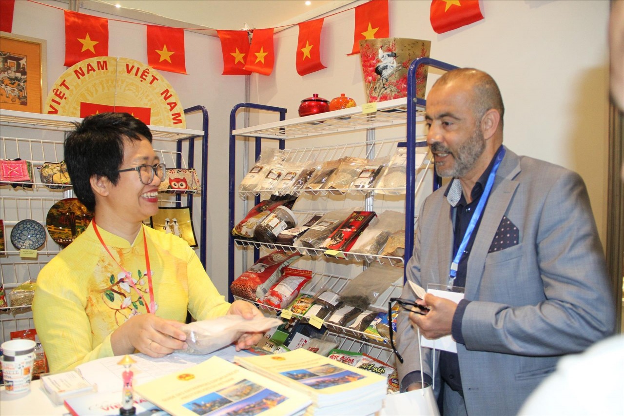 Many Vietnamese products are displayed at the event. Photo: VNA