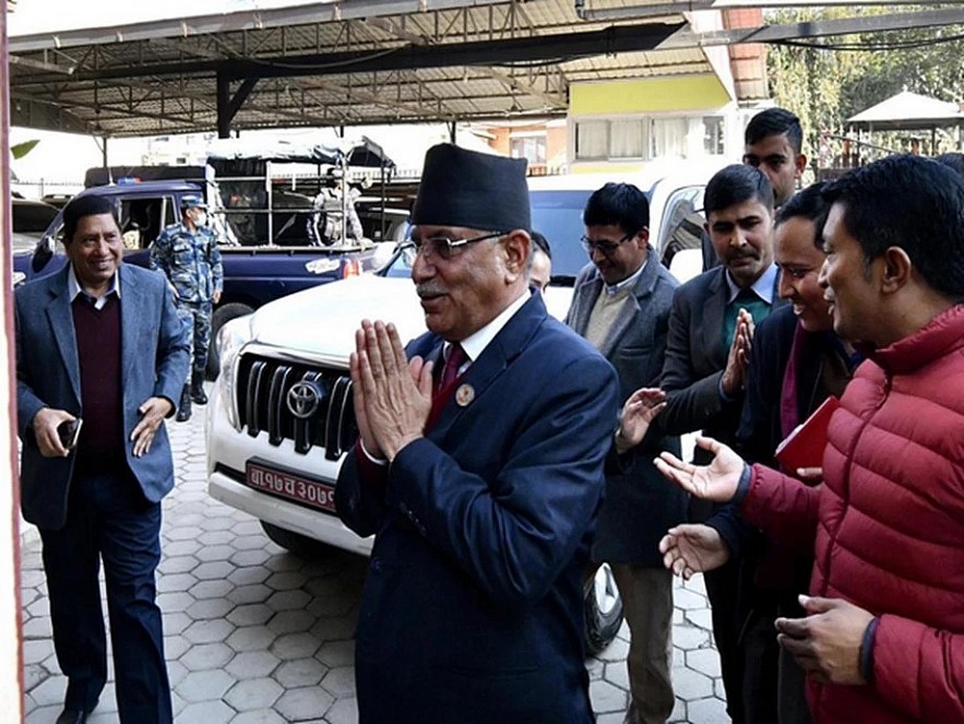 Nepal PM Pushpa Kamal Dahal. (Image Credit: Oli's Secretariat). Image Credit: ANI