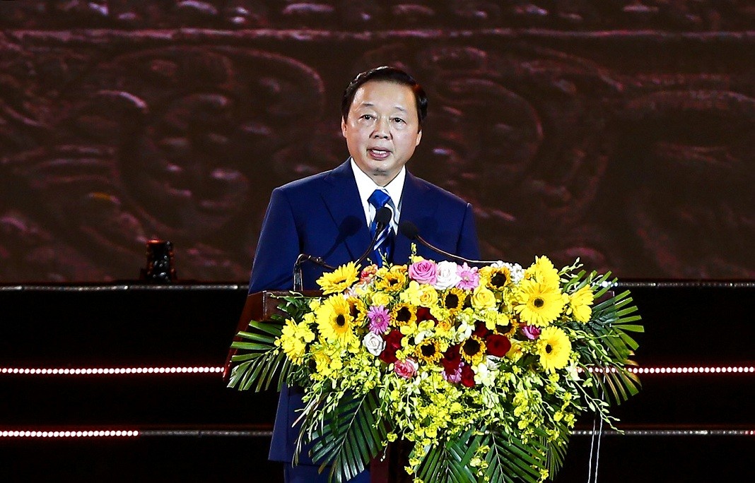 Deputy PM Tran Hong Ha speaks at the ceremony in Phan Rang - Thap Cham city on June 15. Source: Department of International Cooperation under Ministry of Culture, Sports and Tourism
