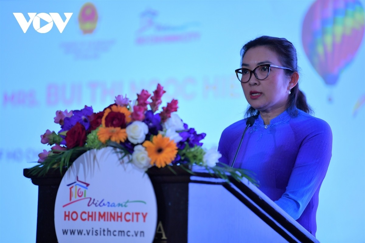 Bui Thi Ngoc Hieu, deputy director of the Ho Chi Minh City Department of Tourism addresses the event. Source: VOV