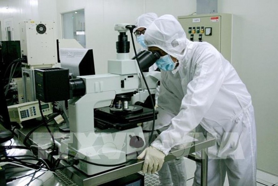 Workers at a microchip laboratory in the Saigon Hi-Tech Park in Ho Chi Minh City.