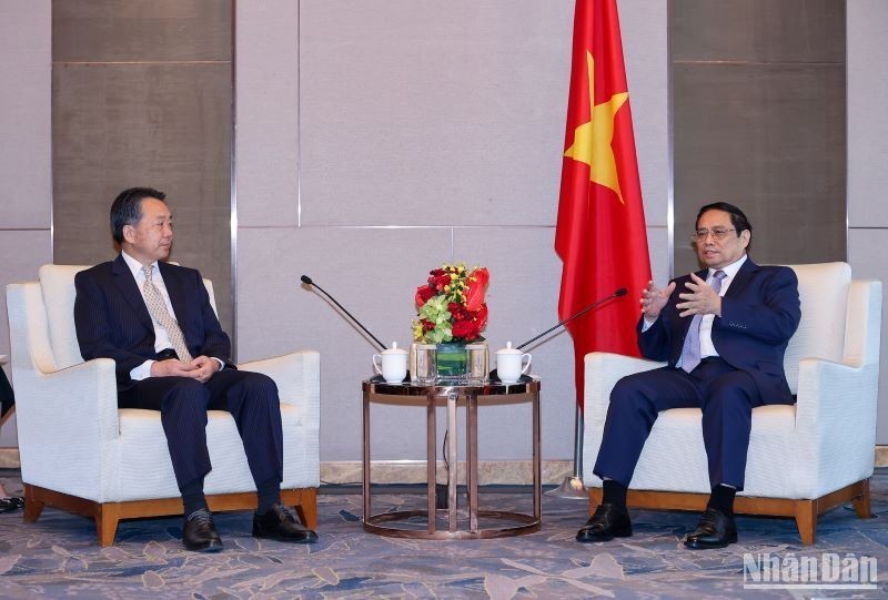 Prime Minister Pham Minh Chinh and Vice President of the Chinese People's Association for Friendship with Foreign Countries (CPAFFC) Yuan Mindao. Source: NDO