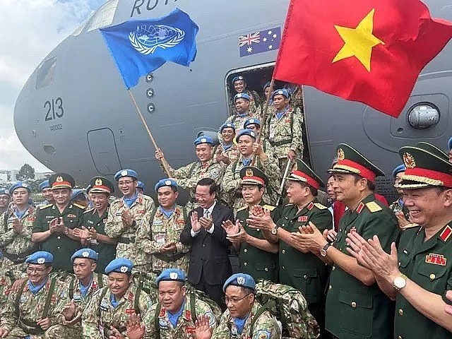 Vietnam and Australia cooperate in United Nations peacekeeping missions: President Vo Van Thuong at farewell ceremony for Vietnamese Peacekeepers at Tan Son Nhat Airport on June 29, 2023. (Photo: Embassy of Australia in Vietnam)