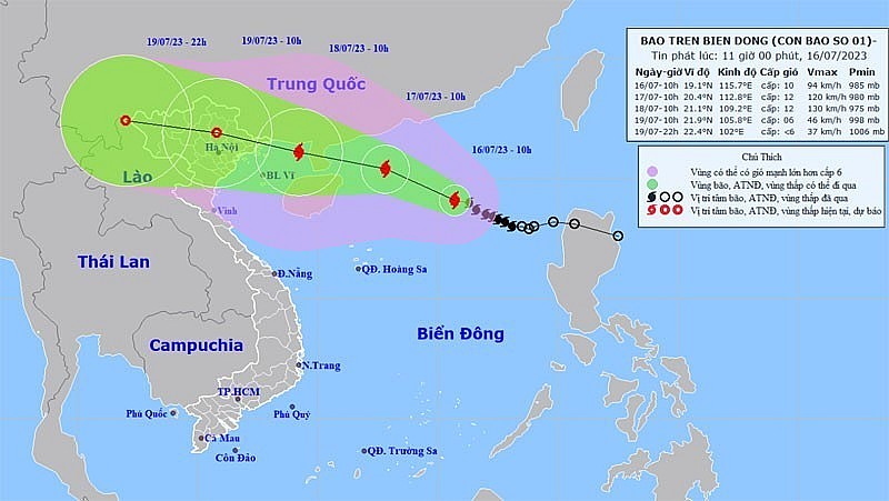 The projected path of Talim storm (Photo: nchmf.gov.vn)