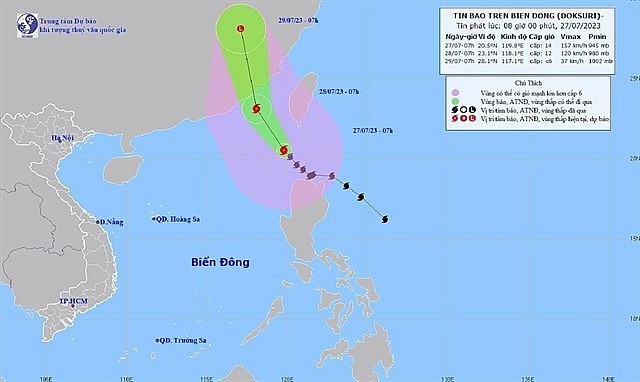 The direction of the typhoon on Thursday morning. Photo: nchmf.gov.vn