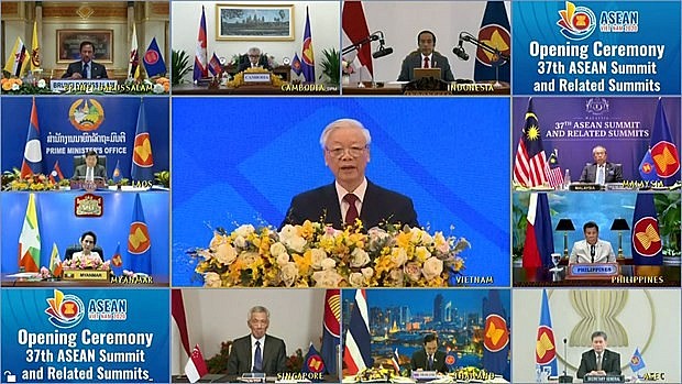 At the opening ceremony of the 37th ASEAN Summit and Related Summits hosted by Vietnam in 2020 (Photo: baochinhphu.vn)