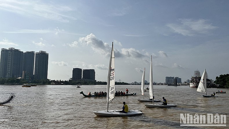 A sailboat parade on the Saigon River.