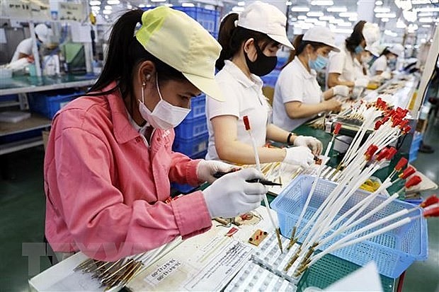 A gas stove component production line of the Japanese-invested Paloma Vietnam Co. Ltd in the Vietnam - Singapore Industrial Park in Hai Phong city (Photo: VNA)