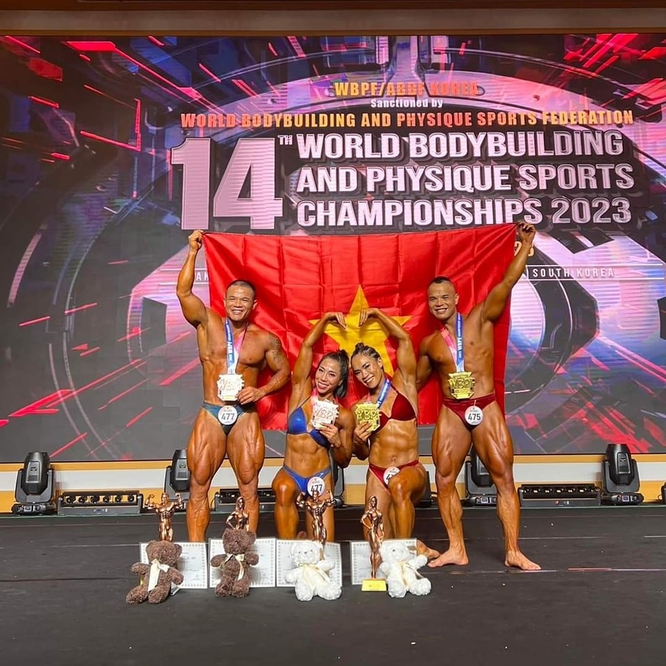 vietnamese bodybuilders win seven gold medals at 14th wbpf championships