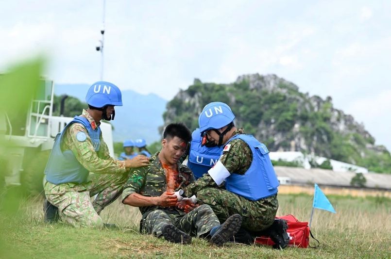 Exercises to assess the capacity of United Nations peacekeeping soldiers. Image: VNA