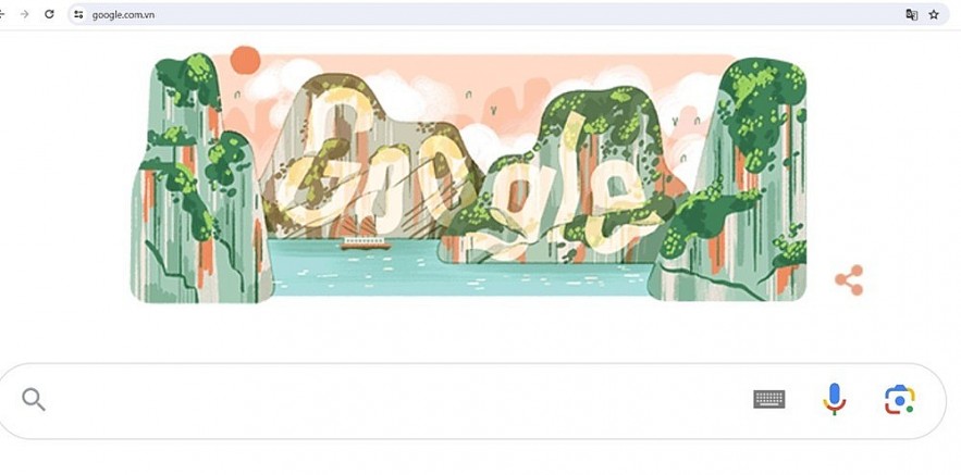 Google Vietnam changes its doodle honouring Ha Long Bay on its recognition as UNESCO World Heritage site on December 17, 1994. (Photo: Google).