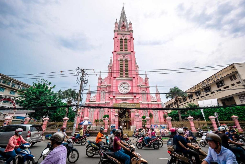 tan dinh church voted as top 8 most beautiful pink destinations in the world