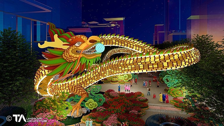 2024 is the Year of the Dragon which is chosen as the sacred animal of Nguyen Hue Flower Street.