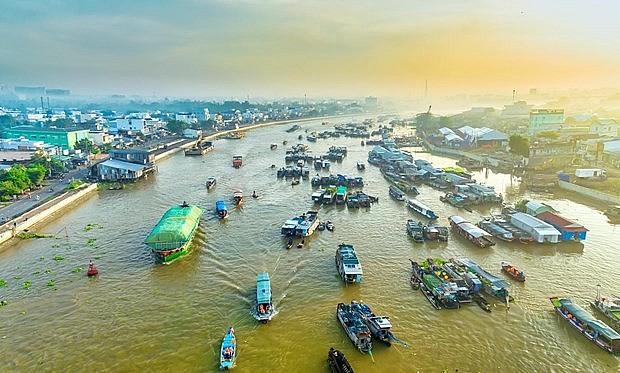 A corner of Cai Rang floating market (Photo: VNA)