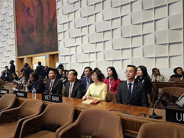 The Vietnamese delegation at the 24th session of the General Assembly of States Parties to the World Heritage Convention in Paris on November 22 - 23, 2023 (Photo: VNA)