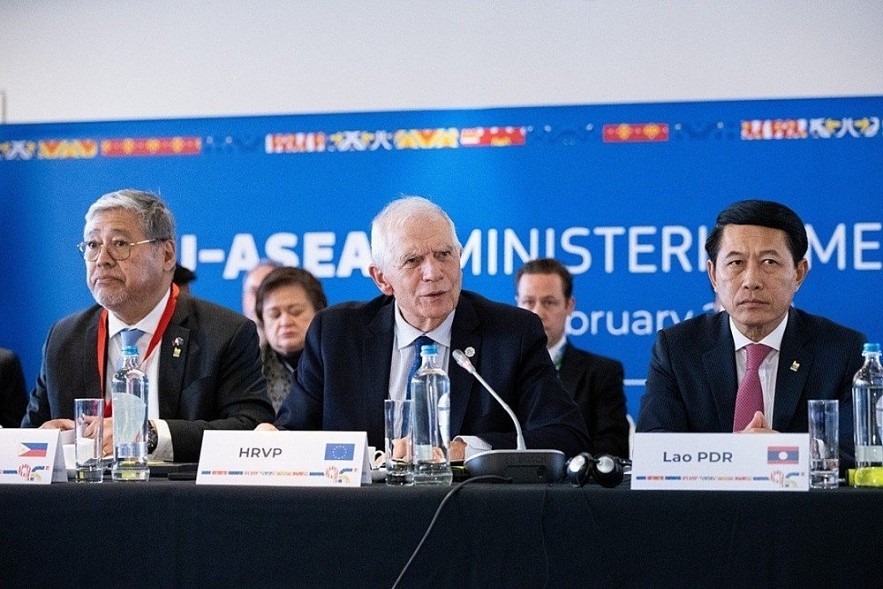 Josep Borrell, High Representative of the European Union for Foreign Affairs and Security Policy, speaks at the 24th ASEAN-EU Ministerial Meeting in Brussels, Belgium, on February 2. (Photo: baoquocte)