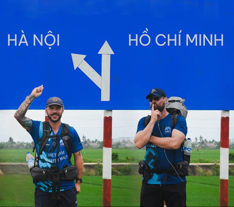 two expats walk 2000 km to raise funds to support vietnamese children