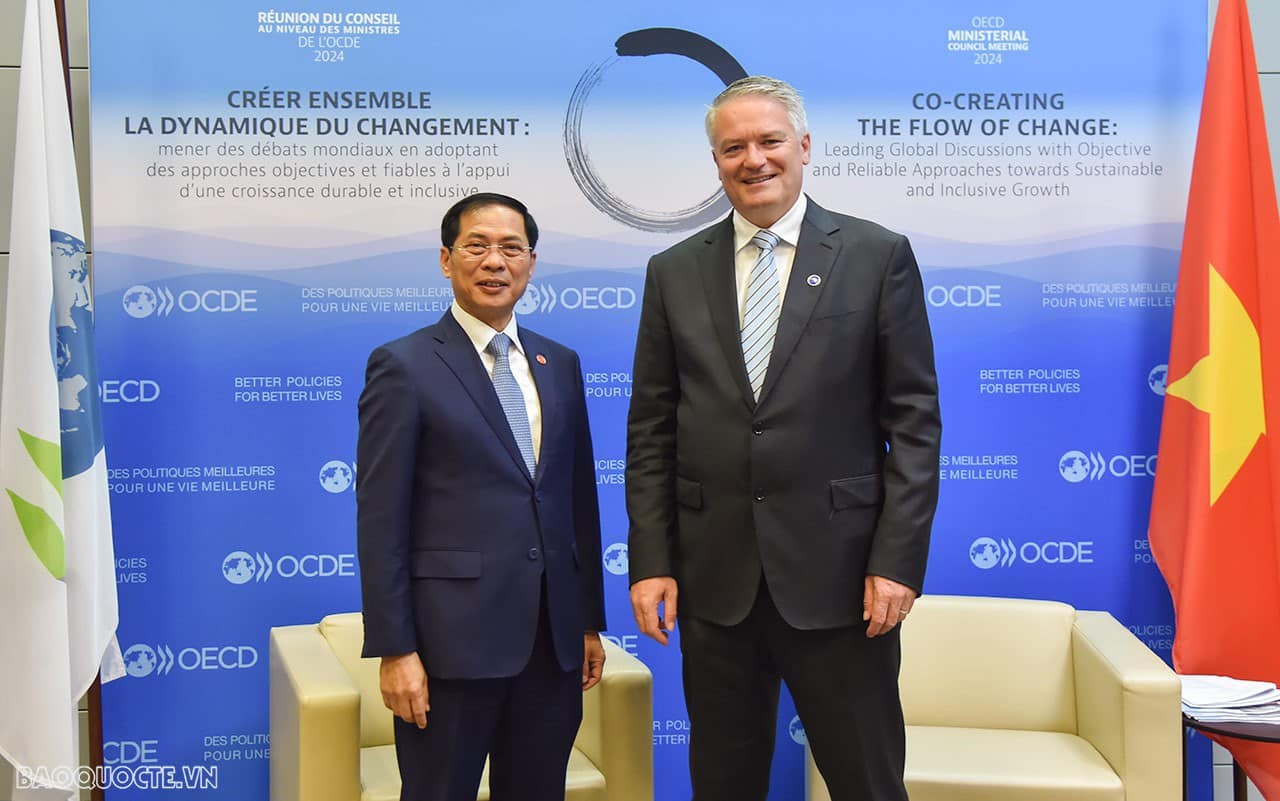 Minister of Foreign Affairs Bui Thanh Son (left) and OECD Secretary-General Mathias Cormann.